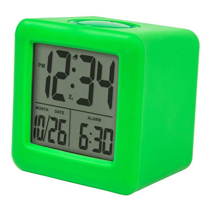Equity Green Soft Cube LCD Alarm Clock with Smart Light, Digital Display
