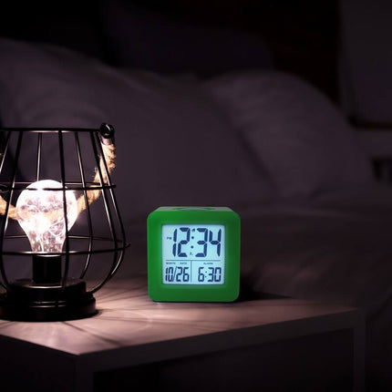 Equity Green Soft Cube LCD Alarm Clock with Smart Light Feature