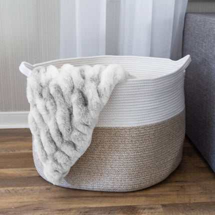 Extra Large Cotton Rope Basket with Handles for Home Storage Organization