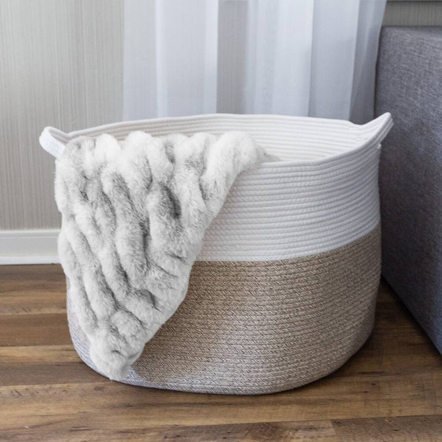 Extra Large Cotton Rope Basket with Handles for Home Storage Organization