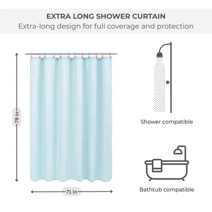 Extra Long Waterproof Shower Curtain Liner 71x79 Inch Bathroom Liner