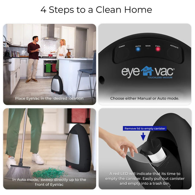 Matte Black Touchless Home Vacuum, 1 Gallon Capacity