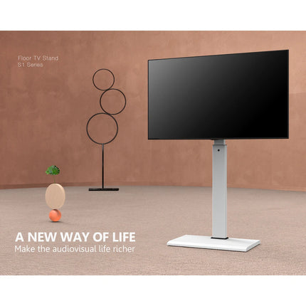 Floor Standing TV Mount Swivel Iron Base for 26–55 Inch TVs White Color