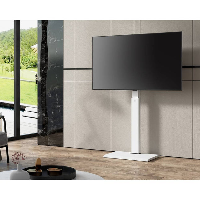 Floor Standing TV Mount Swivel Iron Base for 26–55 Inch TVs White Color