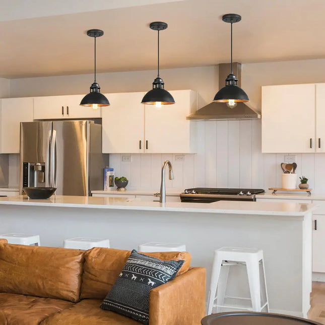 Farmhouse 1-Light Rustic Pendant – Industrial Kitchen Island Light 9.1"x7.9"