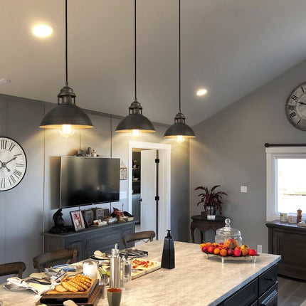 Farmhouse 1-Light Rustic Pendant – Industrial Kitchen Island Light 9.1"x7.9"