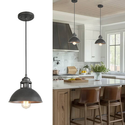 Farmhouse 1-Light Rustic Pendant – Industrial Kitchen Island Light 9.1"x7.9"