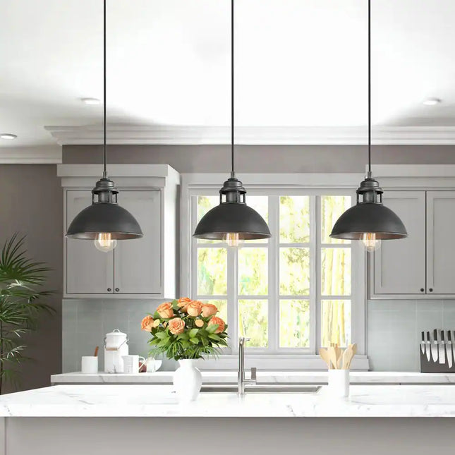 Farmhouse 1-Light Rustic Pendant – Industrial Kitchen Island Light 9.1"x7.9"