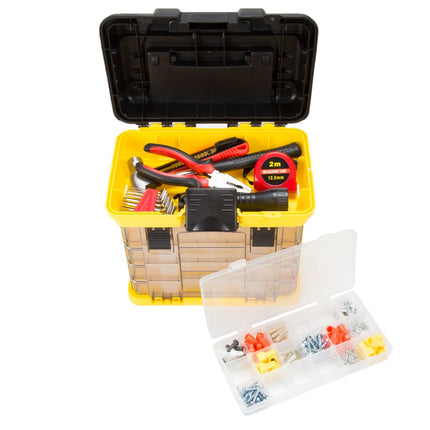 Portable Tool Box with Drawers Durable Organizer 4 Compartment Storage Case