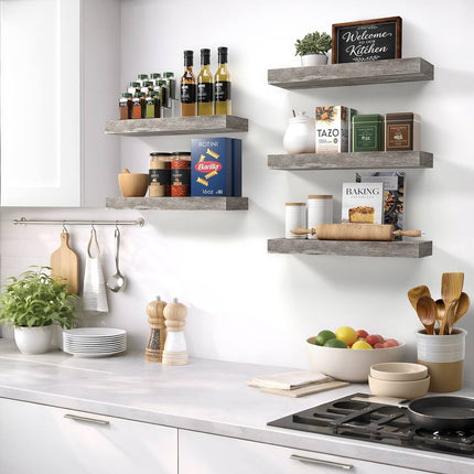 Rustic Wood Floating Shelf Set for Beach Style Hanging Wall Storage