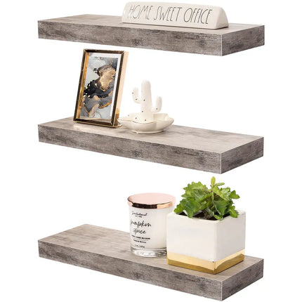 Rustic Wood Floating Shelf Set for Beach Style Hanging Wall Storage