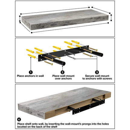 Floating Wall Shelf – Extra Long 24" x 9" x 1.5" Decorative Shelf