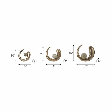 Elegant Gold Flowing Metal Wall Decor Sculpture Trio for Modern Interiors