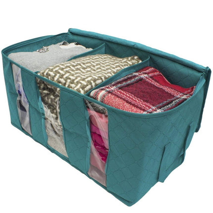 2 Pack Foldable Fabric Storage Bags 3 Section Organizer for Closet Storage