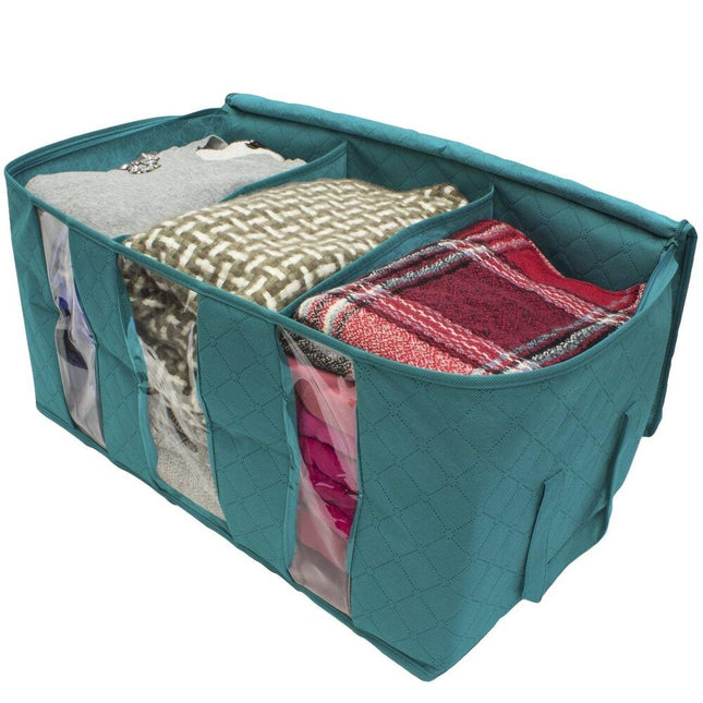 2 Pack Foldable Fabric Storage Bags 3 Section Organizer for Closet Storage