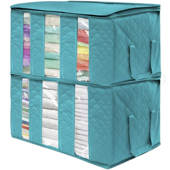 2 Pack Foldable Fabric Storage Bags 3 Section Organizer for Closet Storage