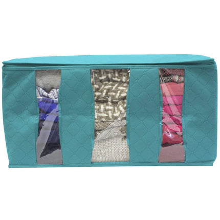2 Pack Foldable Fabric Storage Bags 3 Section Organizer for Closet Storage