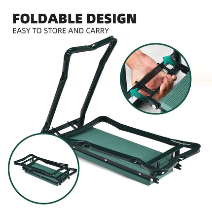 Foldable Garden Kneeler Bench with Tool Pouch Portable Gardening Stool