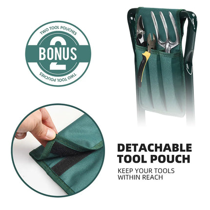 Foldable Garden Kneeler Bench with Tool Pouch Portable Gardening Stool