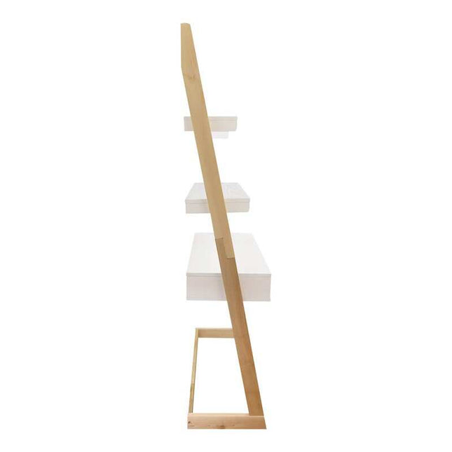 Freestanding Ladder Desk with Drawer Solid American Hardwood Natural White Finish