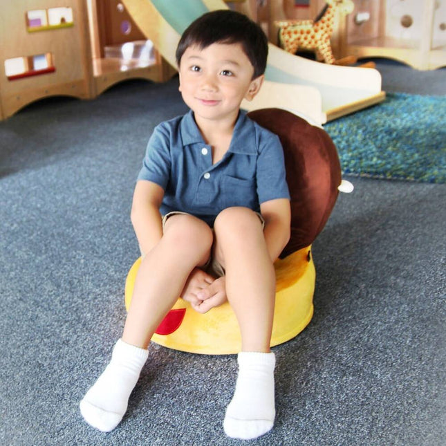 Foldable Kids Armchair in Soft Microfiber Fabric Orange and Brown Finish