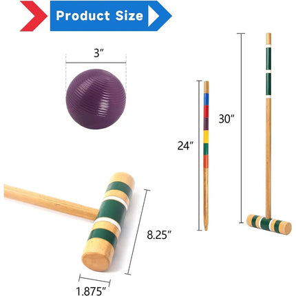 6-Player Croquet Set with Mallets, Balls, Wickets, Stakes & Carry Case