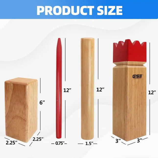 Premium Rubber Hardwood Kubb Game Set with Carry Bag Viking Chess Tossing Game