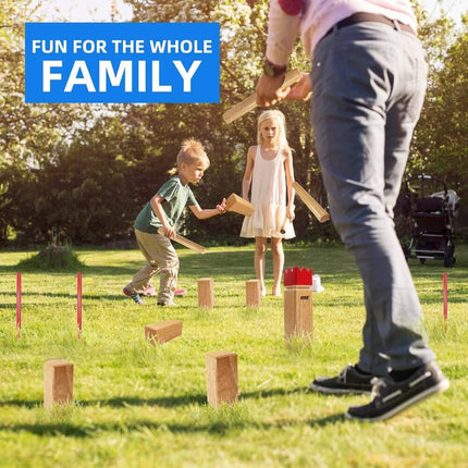 Premium Rubber Hardwood Kubb Game Set with Carry Bag Backyard Lawn Game