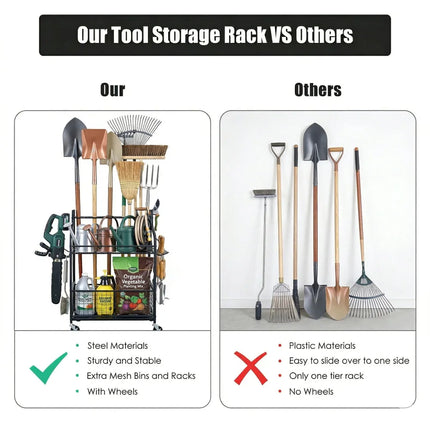 Garden Steel Tools Storage Organizer – Garden Tool Holder Rack