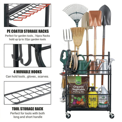 Garden Steel Tools Storage Organizer – Garden Tool Holder Rack
