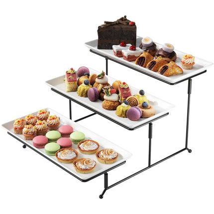 3-Tier Serving Set with Plates & Metal Stand – Home Gracious Dining