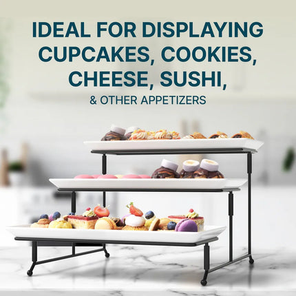 3-Tier Serving Set with Plates & Metal Stand – Home Gracious Dining