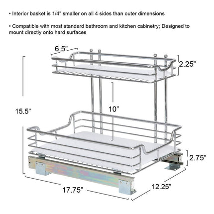 2-Tier Steel Pull-Out Storage Organizer with Plastic Liners – Kitchen Rack