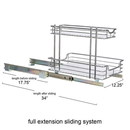 2-Tier Steel Pull-Out Storage Organizer with Plastic Liners – Kitchen Rack