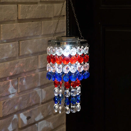 19"H Solar Lighted Patriotic Wind Chime Hanging Outdoor Garden Decor