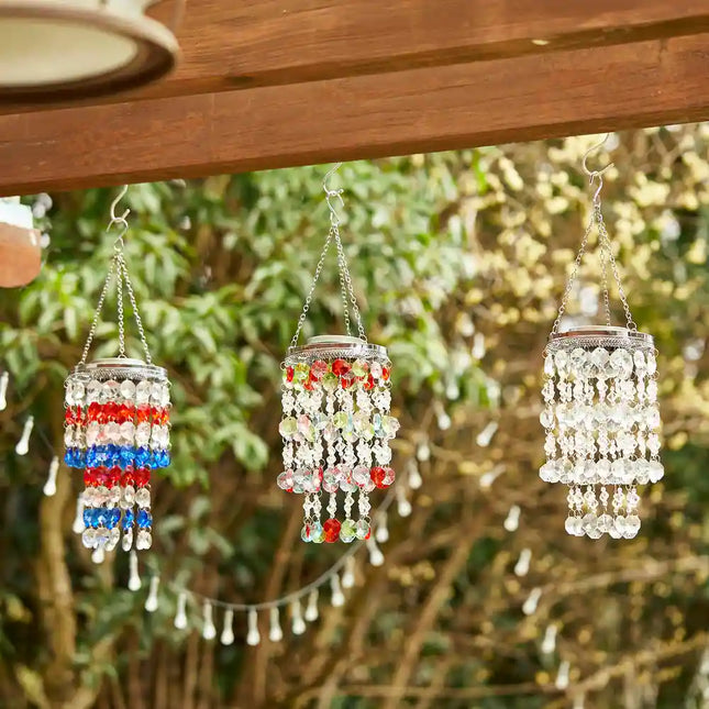 19"H Solar Lighted Patriotic Wind Chime Hanging Outdoor Garden Decor