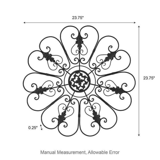 23" Outdoor Wall Décor – Traditional Iron Scroll Floral Design