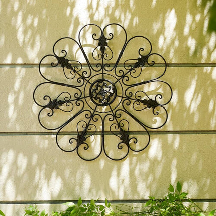 23" Outdoor Wall Décor – Traditional Iron Scroll Floral Design