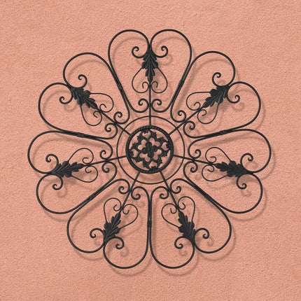 23" Outdoor Wall Décor – Traditional Iron Scroll Floral Design