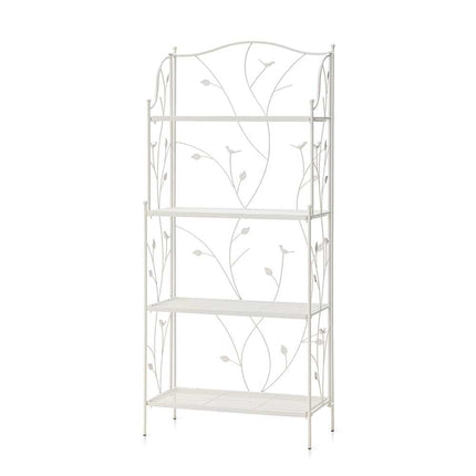 4-Tier Metal Plant Stand Shelving Rack Folding Flower Pot Holder Indoor Outdoor White