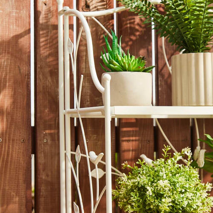 4-Tier Metal Plant Stand Shelving Rack Folding Flower Pot Holder Indoor Outdoor White