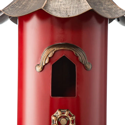 32 Inch Farmhouse Retro Metal Pagoda Birdhouse with Bronze Roof Decor