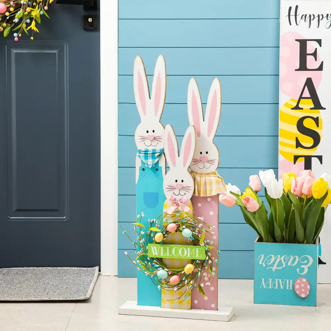 Easter Wooden Bunny Porch Decor – Standing Rabbit Sign Decoration