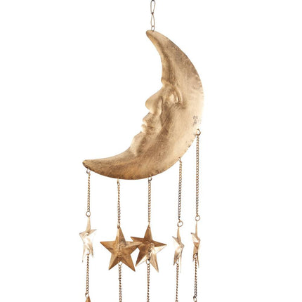 Gold Metal Handmade Wind Chime with Glass Beads and Cone Bells Indoor Outdoor Large