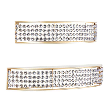 Set of 2 Gold Metal Half Moon Wall Shelves Crystal Embellishments Decorative Storage