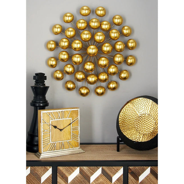 Gold Metal Starburst Wall Decor with Orb Detailing – Home Accent
