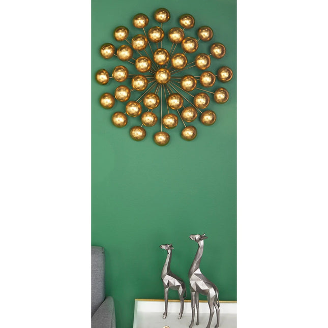 Gold Metal Starburst Wall Decor with Orb Detailing – Home Accent