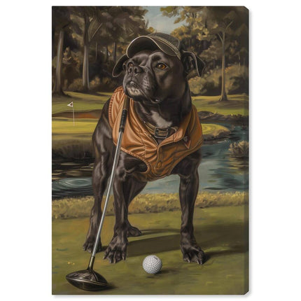 Golf Pup Vintage Portrait Canvas by Art Remedy Wall Art 10x15
