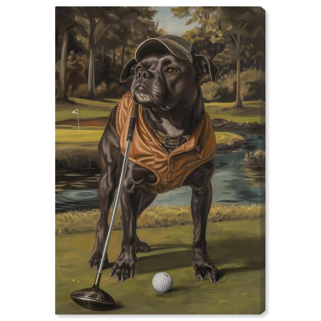 Golf Pup Vintage Portrait Canvas by Art Remedy Wall Art 10x15