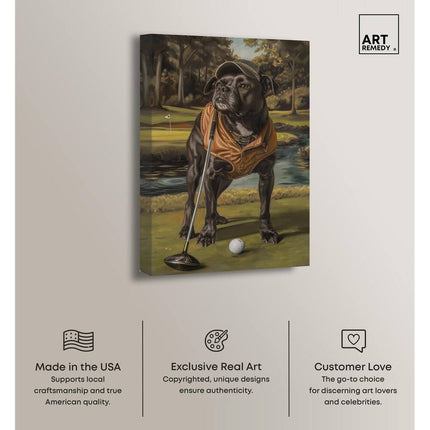 Golf Pup Vintage Portrait Canvas by Art Remedy Wall Art 10x15